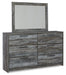 Baystorm Queen Panel Headboard with Mirrored Dresser and Chest Huntsville Furniture Outlet