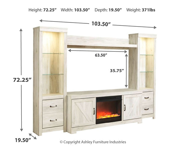 Bellaby 4-Piece Entertainment Center with Fireplace Huntsville Furniture Outlet