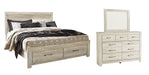 Bellaby Queen Platform Bed with 2 Storage Drawers with Mirrored Dresser Huntsville Furniture Outlet