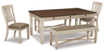 Bolanburg Dining Table and 2 Chairs and 2 Benches Huntsville Furniture Outlet