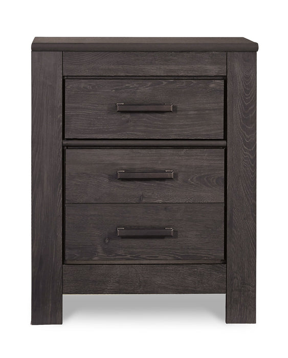 Brinxton Full Panel Bed with Mirrored Dresser and 2 Nightstands Huntsville Furniture Outlet