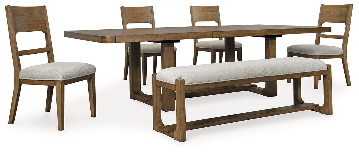 Cabalynn Dining Table and 4 Chairs and Bench Huntsville Furniture Outlet
