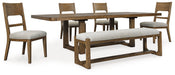 Cabalynn Dining Table and 4 Chairs and Bench Huntsville Furniture Outlet