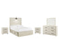 Cambeck Full Panel Bed with 4 Storage Drawers with Mirrored Dresser and 2 Nightstands Huntsville Furniture Outlet