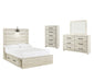 Cambeck Full Panel Bed with 4 Storage Drawers with Mirrored Dresser and Chest Huntsville Furniture Outlet