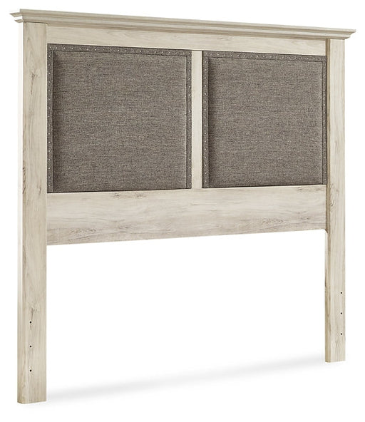 Cambeck King/California King Upholstered Panel Headboard with Mirrored Dresser Huntsville Furniture Outlet
