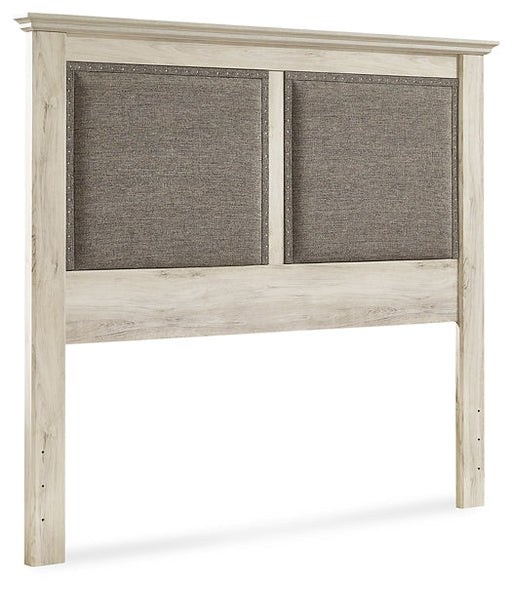 Cambeck King/California King Upholstered Panel Headboard with Mirrored Dresser and Chest Huntsville Furniture Outlet
