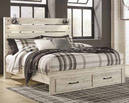 Cambeck King Panel Bed with 2 Storage Drawers with Mirrored Dresser Huntsville Furniture Outlet