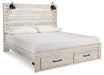 Cambeck King Panel Bed with 2 Storage Drawers with Mirrored Dresser Huntsville Furniture Outlet