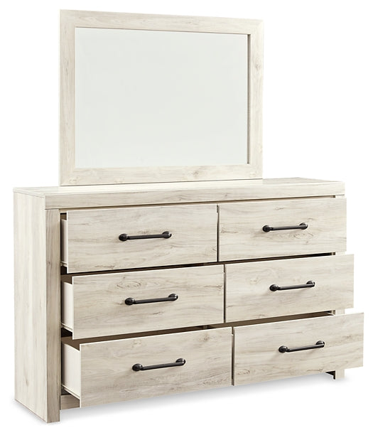 Cambeck King Panel Bed with 2 Storage Drawers with Mirrored Dresser and Nightstand Huntsville Furniture Outlet