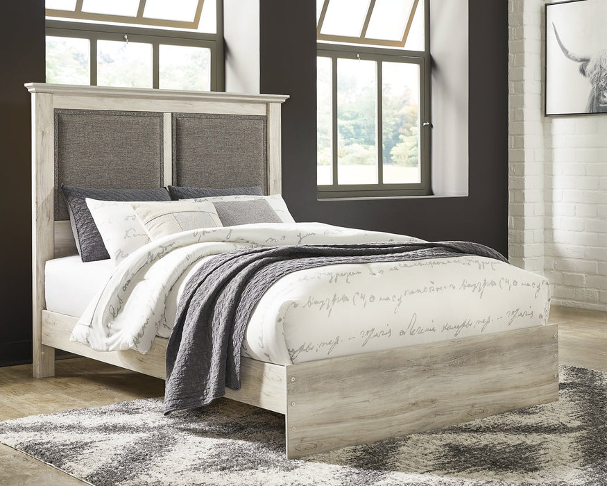 Cambeck King Upholstered Panel Bed with Mirrored Dresser, Chest and 2 Nightstands Huntsville Furniture Outlet