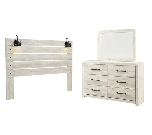 Cambeck Queen Panel Headboard with Mirrored Dresser Huntsville Furniture Outlet