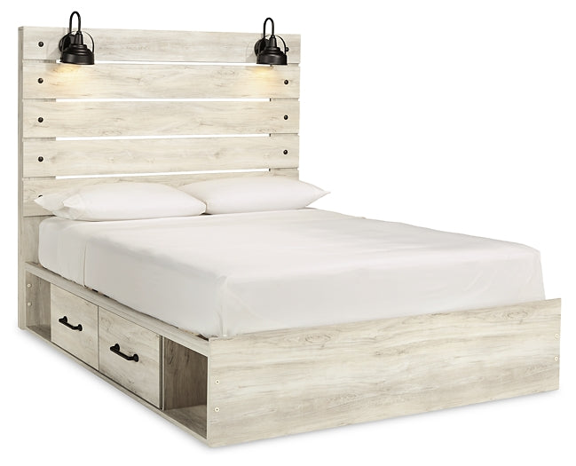 Cambeck Twin Panel Bed with 4 Storage Drawers with Mirrored Dresser and Chest Huntsville Furniture Outlet