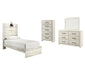 Cambeck Twin Panel Bed with Mirrored Dresser and Chest Huntsville Furniture Outlet