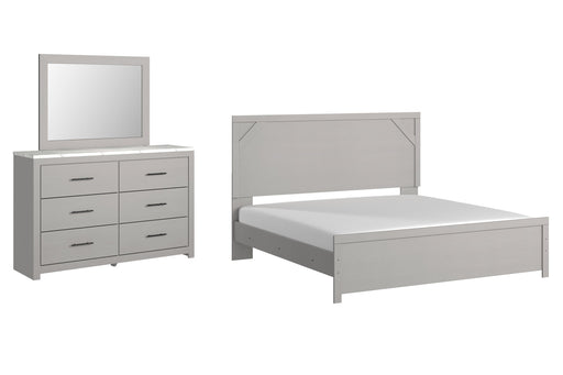 Cottonburg King Panel Bed with Mirrored Dresser Huntsville Furniture Outlet