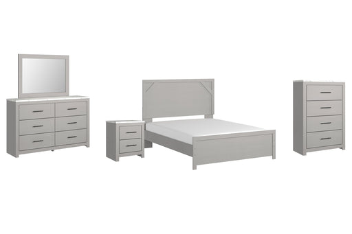 Cottonburg Queen Panel Bed with Mirrored Dresser, Chest and Nightstand Huntsville Furniture Outlet