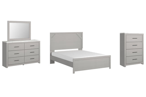 Cottonburg Queen Panel Bed with Mirrored Dresser and Chest Huntsville Furniture Outlet