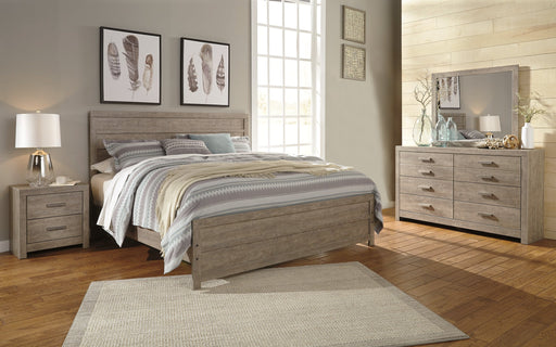 Culverbach King Panel Bed with Mirrored Dresser Huntsville Furniture Outlet