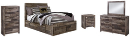 Derekson Full Panel Bed with 6 Storage Drawers with Mirrored Dresser, Chest and Nightstand Huntsville Furniture Outlet