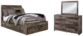 Derekson Full Panel Bed with 6 Storage Drawers with Mirrored Dresser Huntsville Furniture Outlet