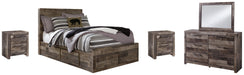 Derekson Full Panel Bed with 6 Storage Drawers with Mirrored Dresser and 2 Nightstands Huntsville Furniture Outlet