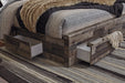 Derekson Queen Panel Bed with 6 Storage Drawers with Mirrored Dresser, Chest and Nightstand Huntsville Furniture Outlet