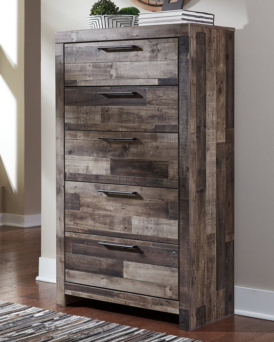 Derekson Twin Panel Bed with Mirrored Dresser, Chest and Nightstand Huntsville Furniture Outlet