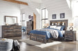Drystan Full Bookcase Bed with 2 Storage Drawers with Mirrored Dresser, Chest and 2 Nightstands Huntsville Furniture Outlet