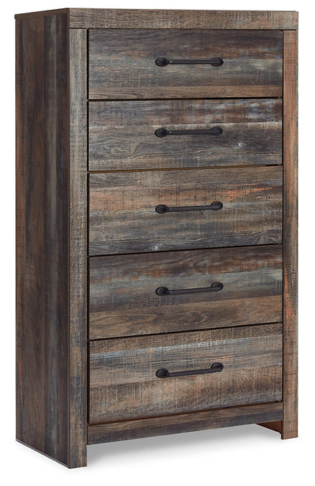 Drystan Full Bookcase Bed with 2 Storage Drawers with Mirrored Dresser, Chest and 2 Nightstands Huntsville Furniture Outlet