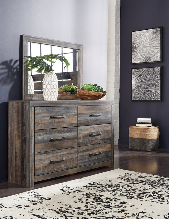 Drystan Full Bookcase Bed with 2 Storage Drawers with Mirrored Dresser Huntsville Furniture Outlet