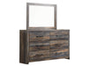 Drystan Full Bookcase Bed with 2 Storage Drawers with Mirrored Dresser and 2 Nightstands Huntsville Furniture Outlet