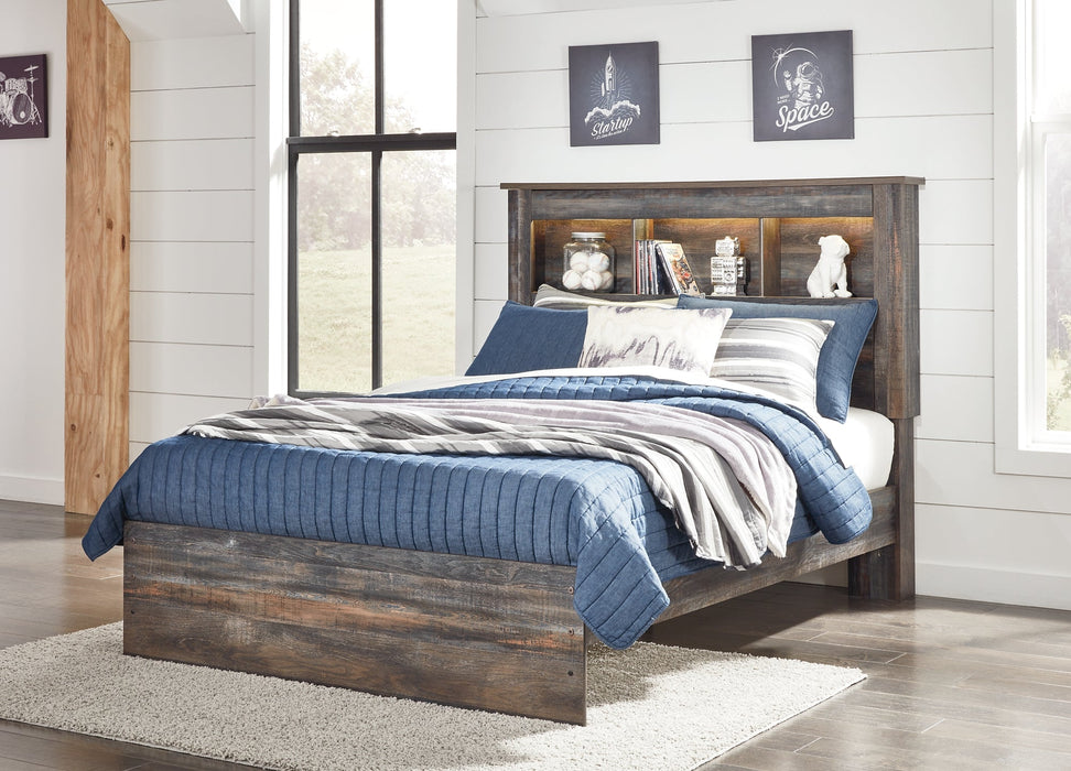 Drystan Full Bookcase Bed with Mirrored Dresser and 2 Nightstands Huntsville Furniture Outlet