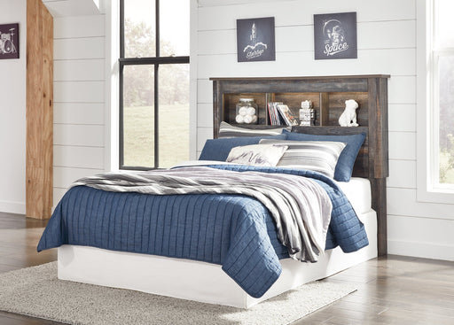 Drystan Full Bookcase Headboard with Mirrored Dresser, Chest and Nightstand Huntsville Furniture Outlet