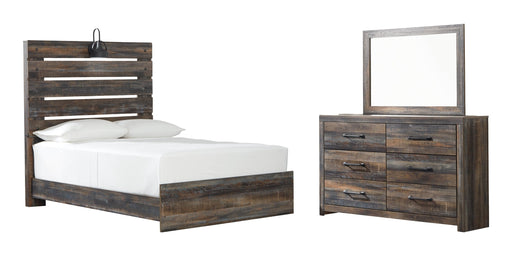 Drystan Full Panel Bed with Mirrored Dresser Huntsville Furniture Outlet