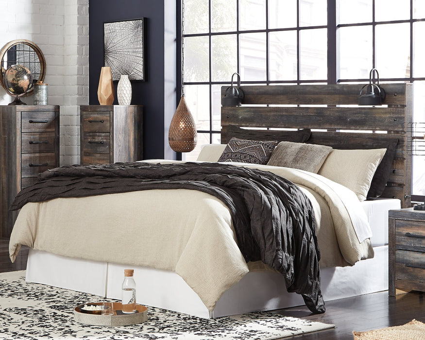 Drystan King Panel Headboard with Mirrored Dresser, Chest and 2 Nightstands Huntsville Furniture Outlet