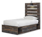 Drystan Twin Panel Bed with 4 Storage Drawers with Mirrored Dresser, Chest and 2 Nightstands Huntsville Furniture Outlet