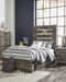 Drystan Twin Panel Bed with 4 Storage Drawers with Mirrored Dresser, Chest and Nightstand Huntsville Furniture Outlet