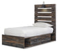 Drystan Twin Panel Bed with 4 Storage Drawers with Mirrored Dresser and 2 Nightstands Huntsville Furniture Outlet