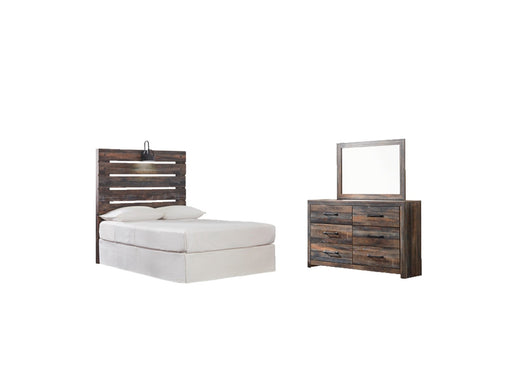 Drystan Twin Panel Headboard with Mirrored Dresser Huntsville Furniture Outlet