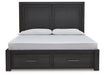 Foyland Queen Panel Storage Bed with Mirrored Dresser and 2 Nightstands Huntsville Furniture Outlet