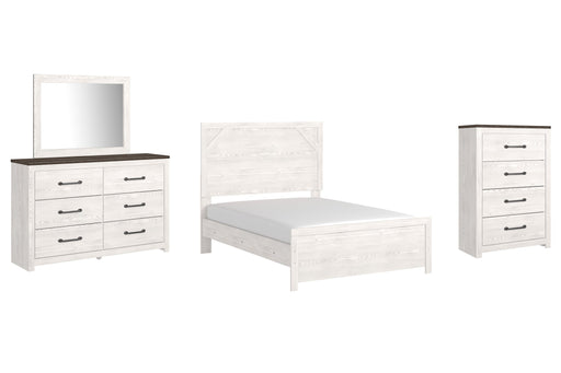 Gerridan Full Panel Bed with Mirrored Dresser and Chest Huntsville Furniture Outlet
