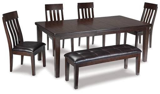 Haddigan Dining Table and 4 Chairs and Bench Huntsville Furniture Outlet