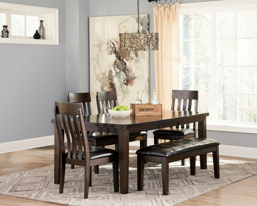 Haddigan Dining Table and 4 Chairs and Bench Huntsville Furniture Outlet