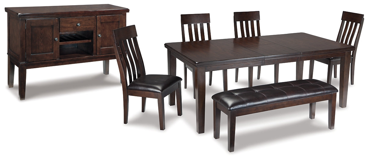 Haddigan Dining Table and 4 Chairs and Bench with Storage Huntsville Furniture Outlet