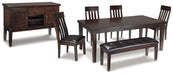 Haddigan Dining Table and 4 Chairs and Bench with Storage Huntsville Furniture Outlet