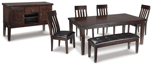 Haddigan Dining Table and 4 Chairs and Bench with Storage Huntsville Furniture Outlet