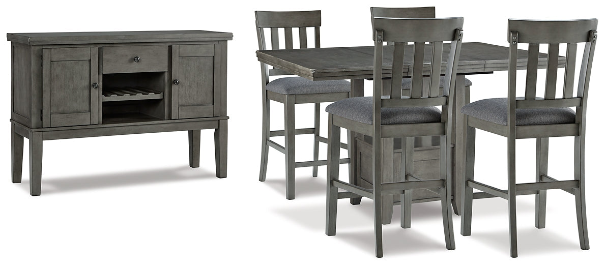 Hallanden Counter Height Dining Table and 4 Barstools with Storage Huntsville Furniture Outlet