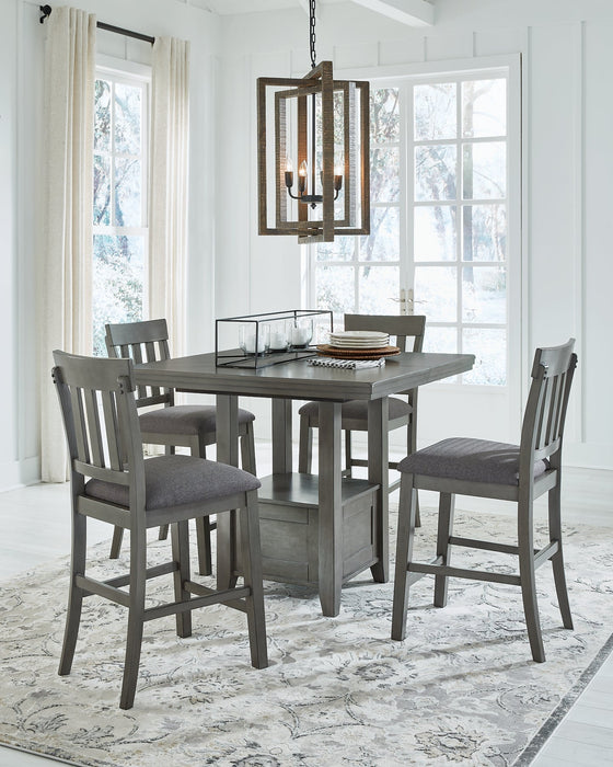 Hallanden Counter Height Dining Table and 4 Barstools with Storage Huntsville Furniture Outlet