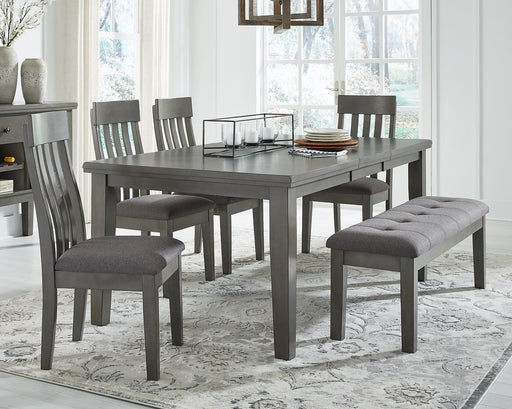 Hallanden Dining Table and 4 Chairs and Bench Huntsville Furniture Outlet