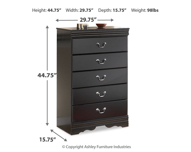 Huey Vineyard Twin Sleigh Bed with Mirrored Dresser, Chest and 2 Nightstands Huntsville Furniture Outlet